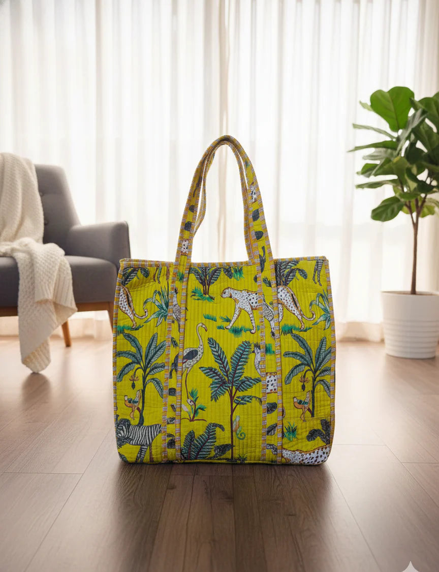 Artisanal 100% Cotton Quilted Tote Bag