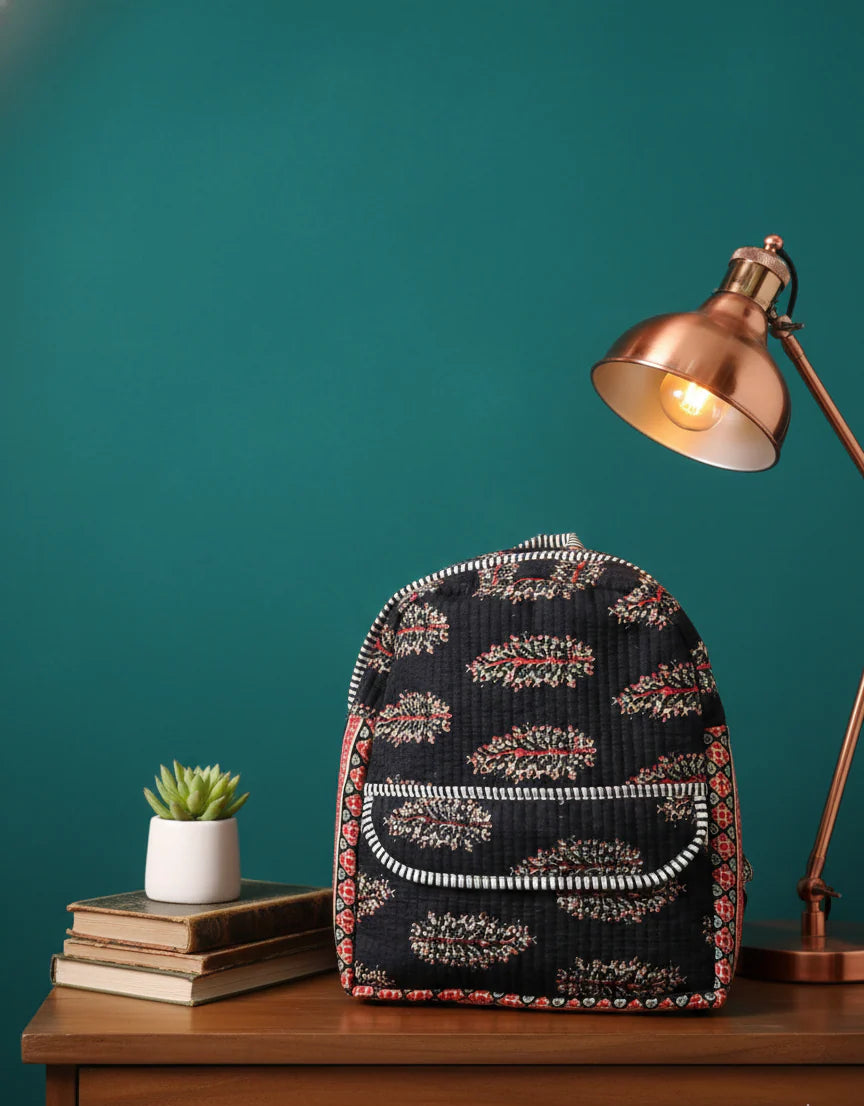 Handcrafted Floral Cotton Quilted Backpack