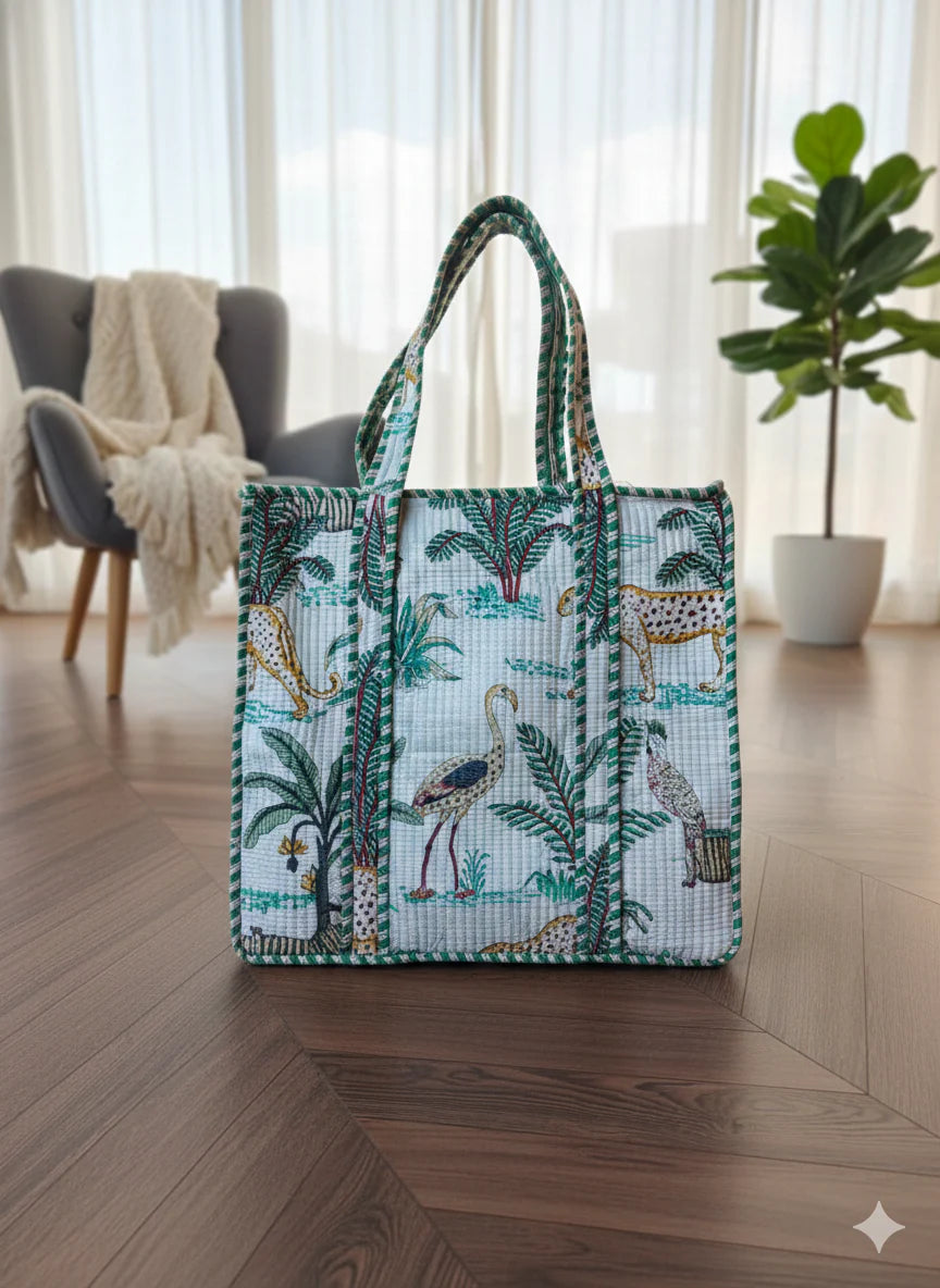 Artisanal 100% Cotton Quilted Tote Bag