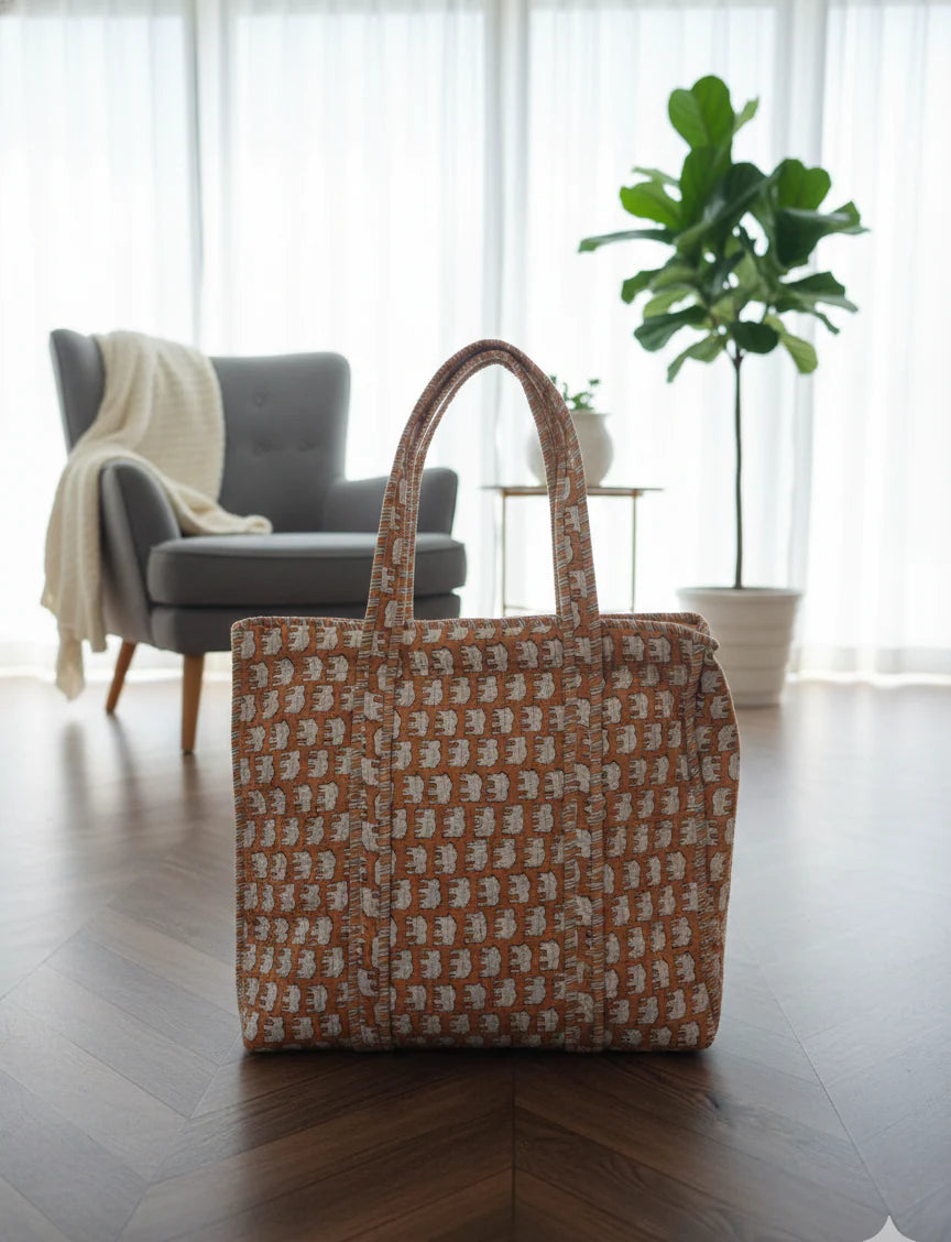 Artisanal 100% Cotton Quilted Tote Bag