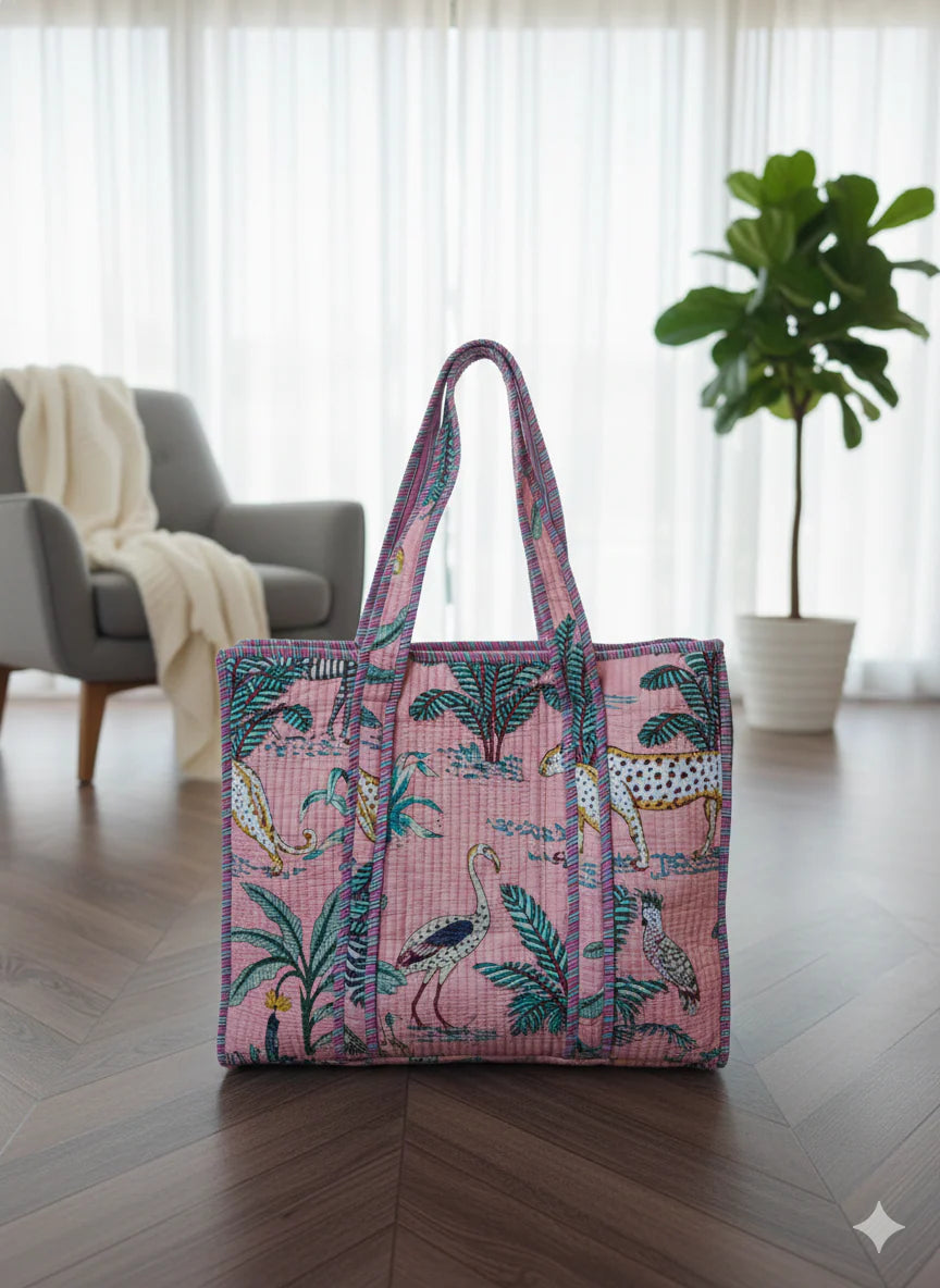 Artisanal 100% Cotton Quilted Tote Bag