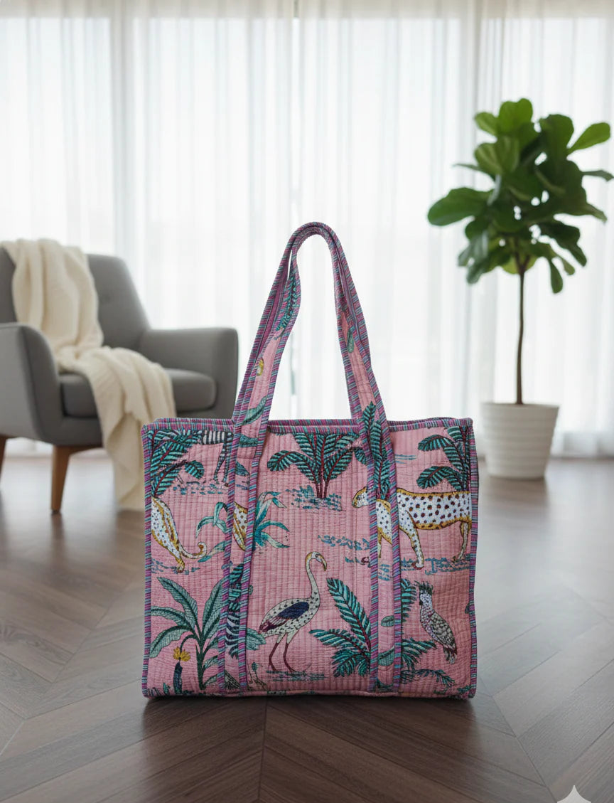 Artisanal 100% Cotton Quilted Tote Bag