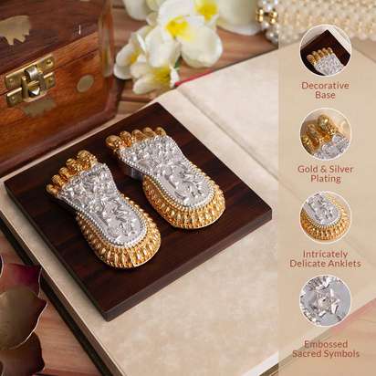 Laxmi Charan / Feet - Silver & Gold Plated Plaque
