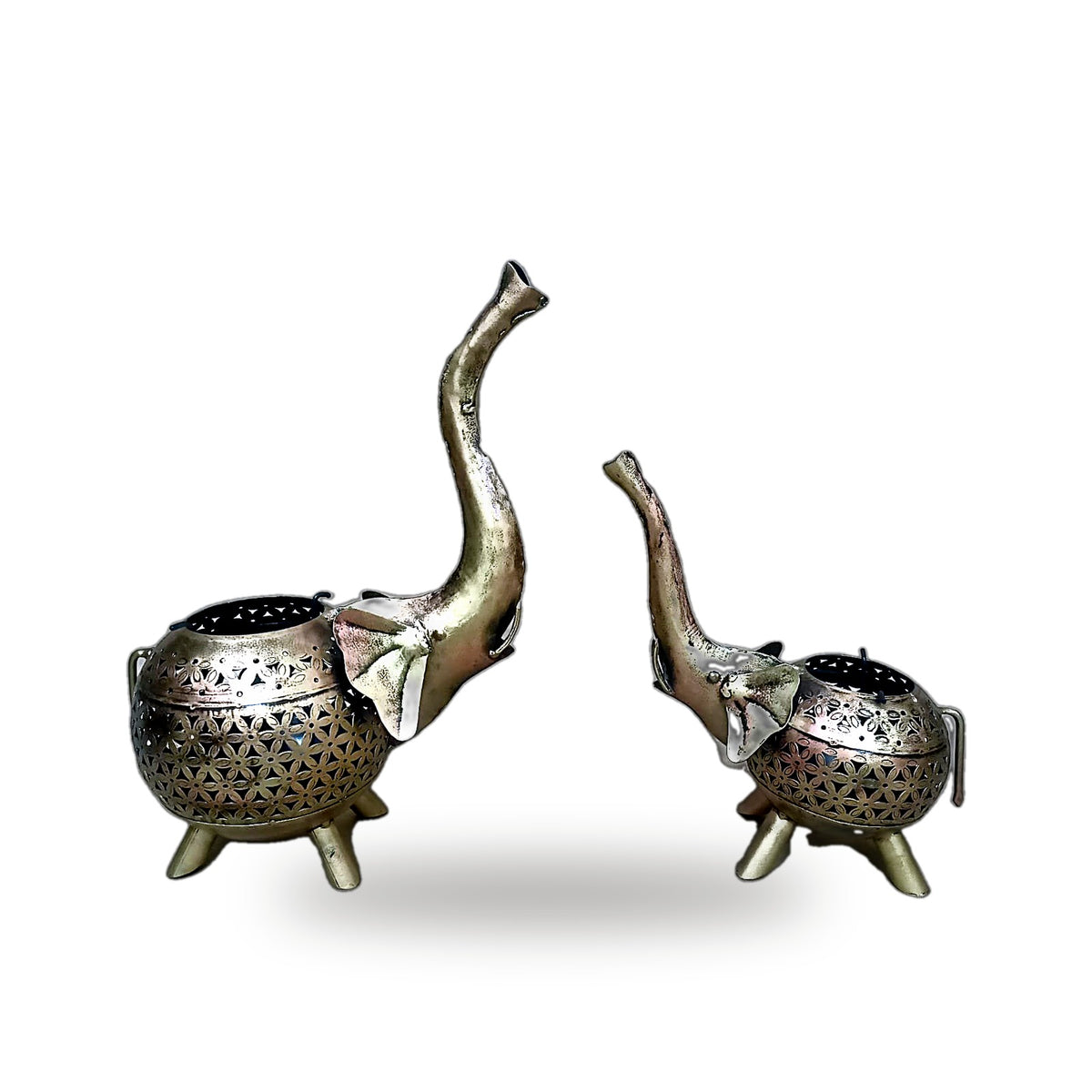 Silver-Finish Elephant Trinket Dish – Pair