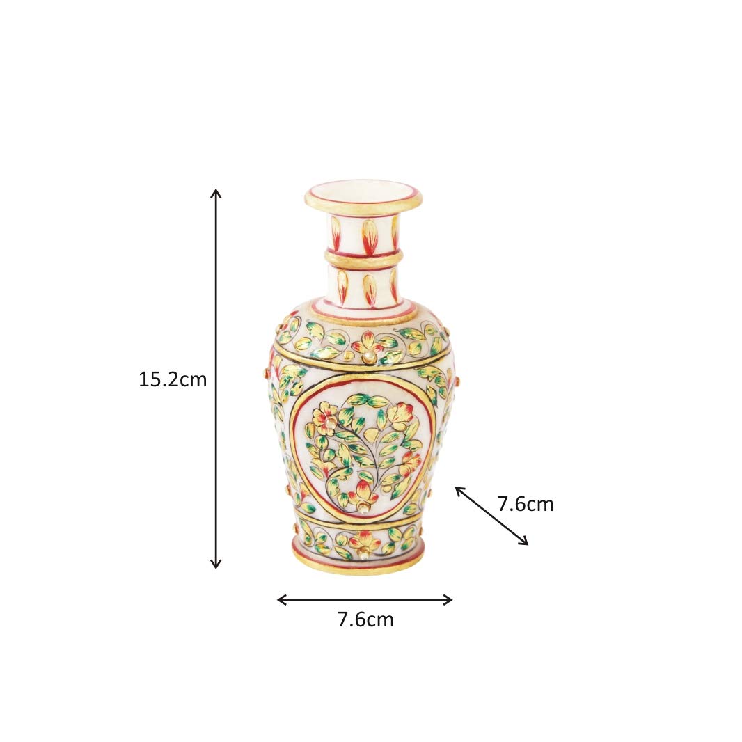 Handicrafts Minakiri Marble Flower Pot with Floral Design