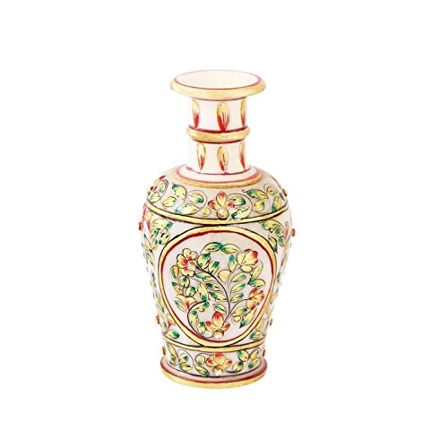 Handicrafts Minakiri Marble Flower Pot with Floral Design