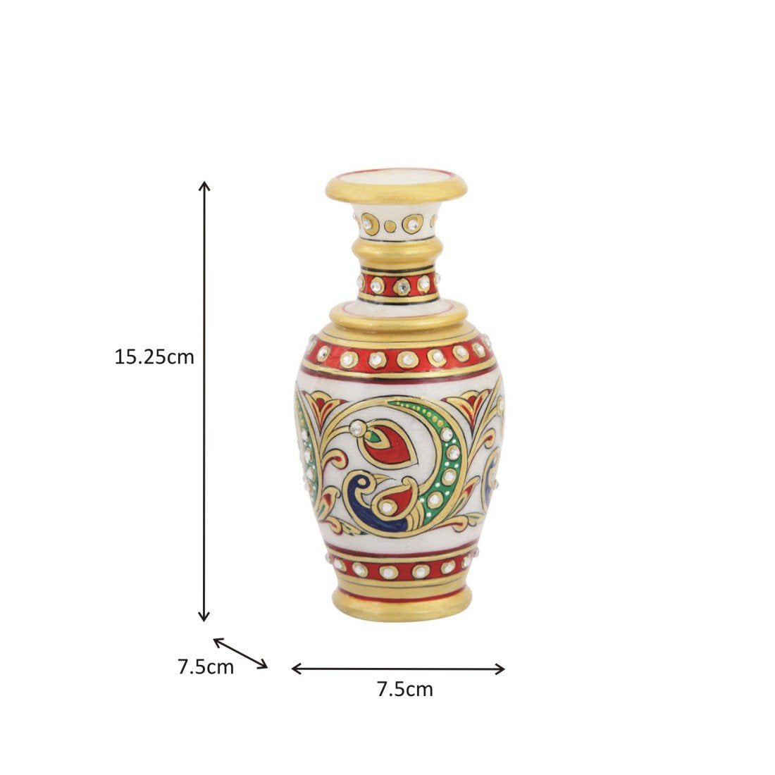 Handicrafts Minakari Flower Vase in Marble Peacock Painted