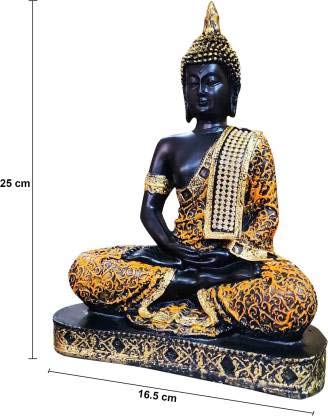 Jaipuri Craft Beautiful Black Golden Meditating Lord Buddha