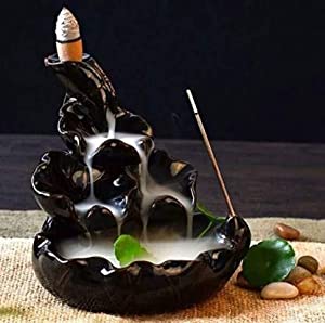 Jaipuri Craft's Polyresin Smoke Backflow Cone Incense Holder with 10 Free Smoke