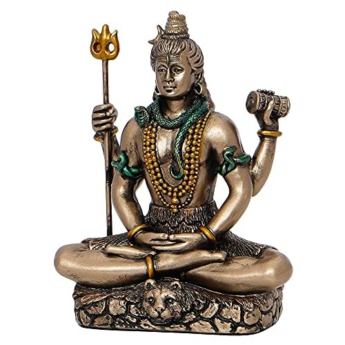 Brown Polyresin and Bronze Meditating Lord Shiva Statue