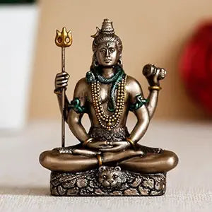 Brown Polyresin and Bronze Meditating Lord Shiva Statue