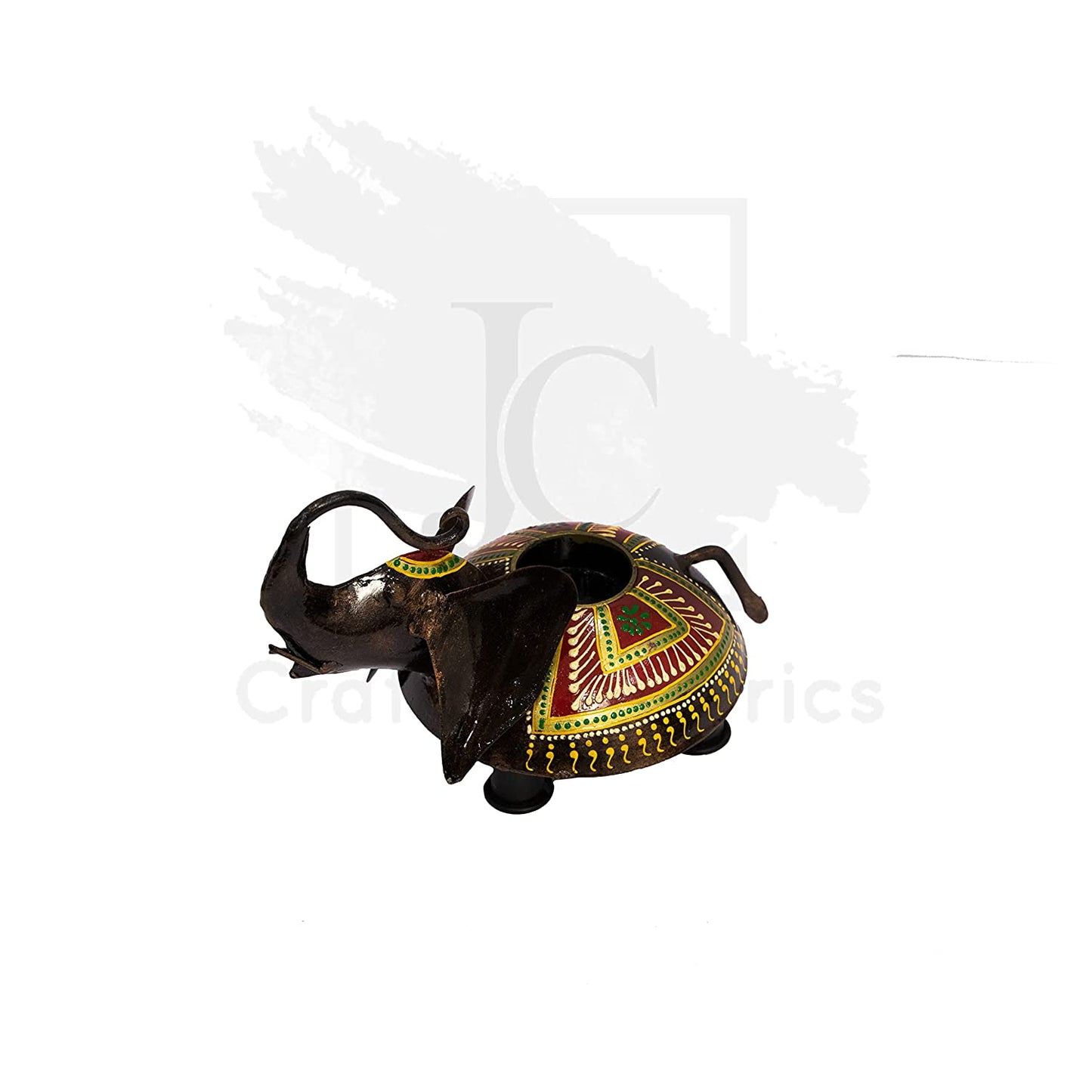 Jaipuri Craft Iron Elephant Tea Light Candle Holder