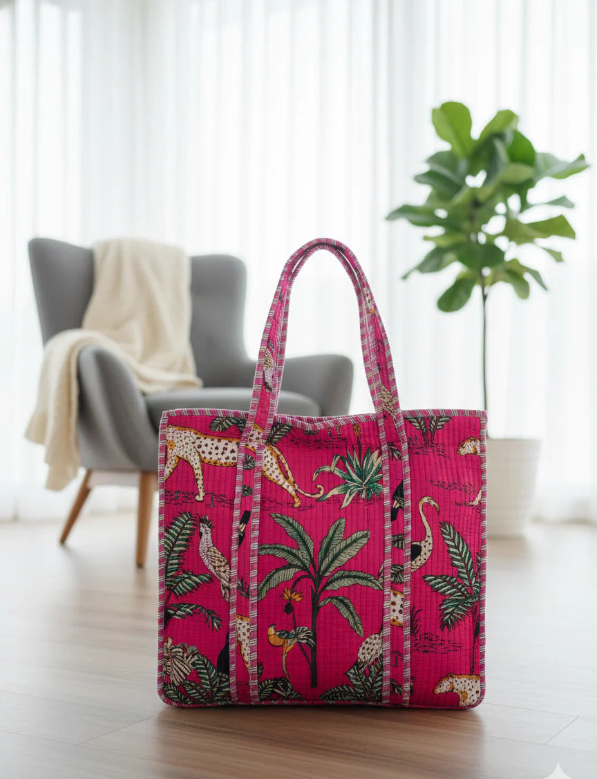 Artisanal 100% Cotton Quilted Tote Bag