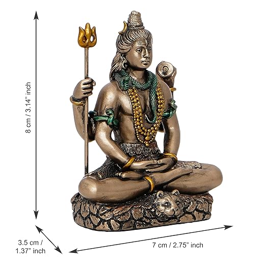 Brown Polyresin and Bronze Meditating Lord Shiva Statue