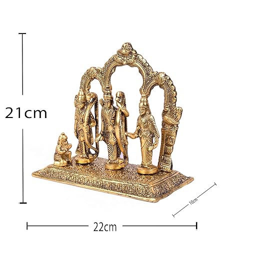 Pure Brass Ram Darbar Murti | Ram Darbar Statue for Home Decor and Office Desk | Ram Sita Laxman Idol for Puja Room | Shree Ram Parivar Murti for Gift