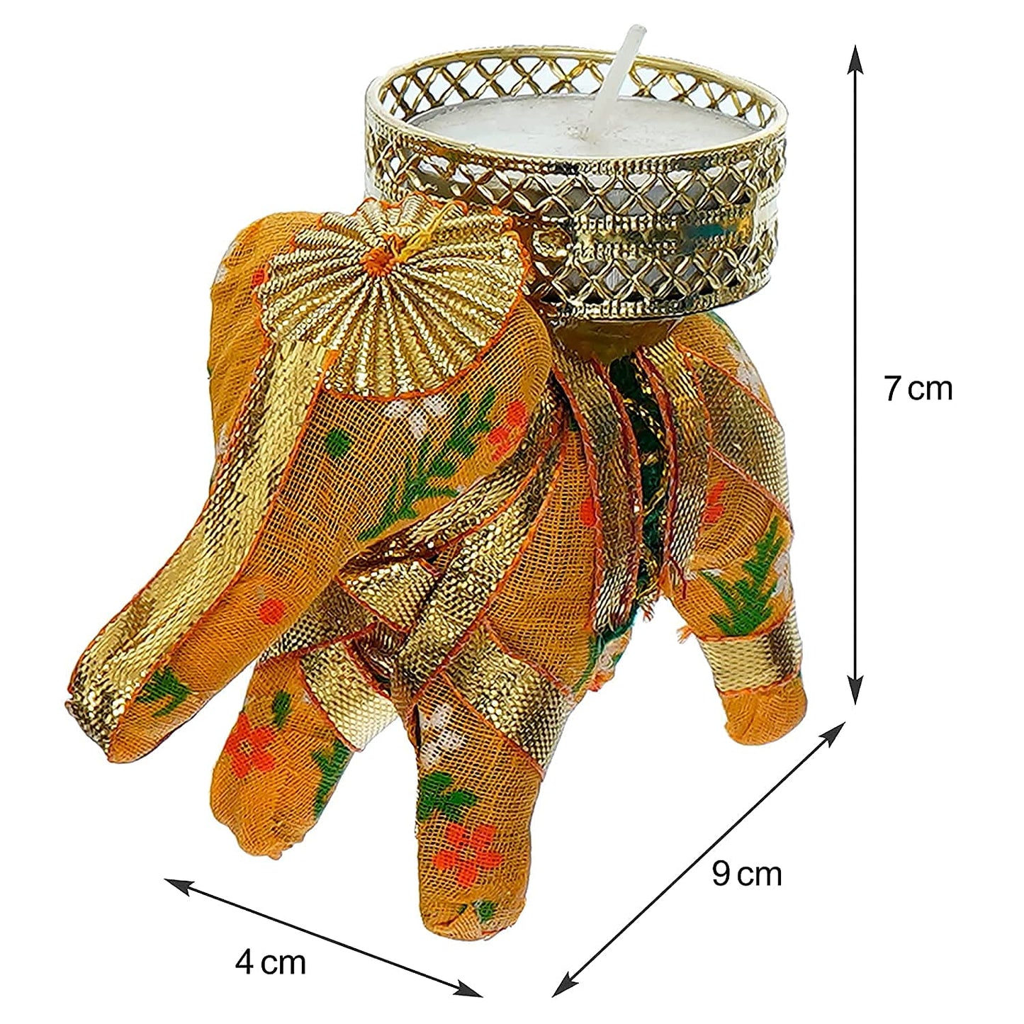 Jaipuri Craft Chunri Elephant T Light Diya for Decoration at Home with Wax