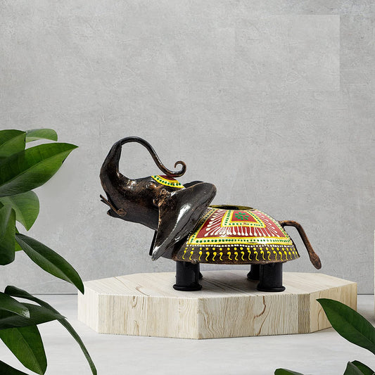 Jaipuri Craft Iron Elephant Tea Light Candle Holder