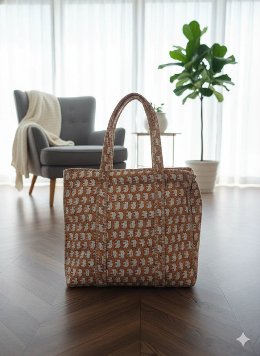 Artisanal 100% Cotton Quilted Tote Bag