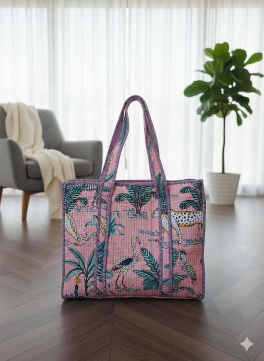 Artisanal 100% Cotton Quilted Tote Bag