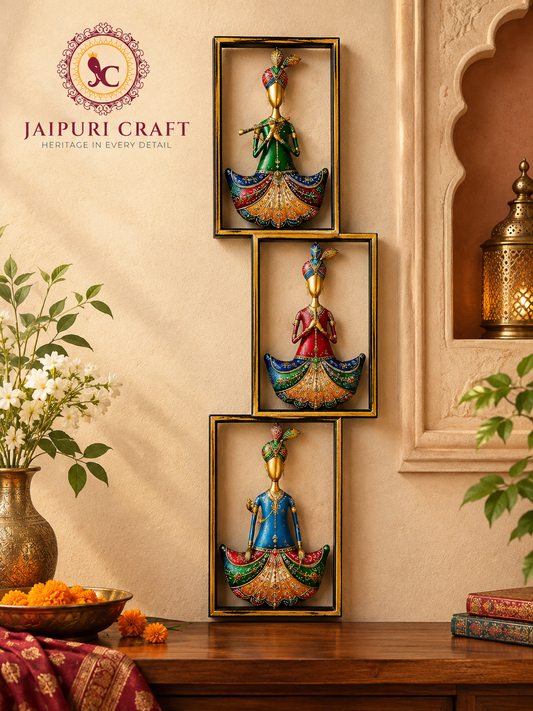 3-Tier Framed Rajasthani Dancer Wall Art