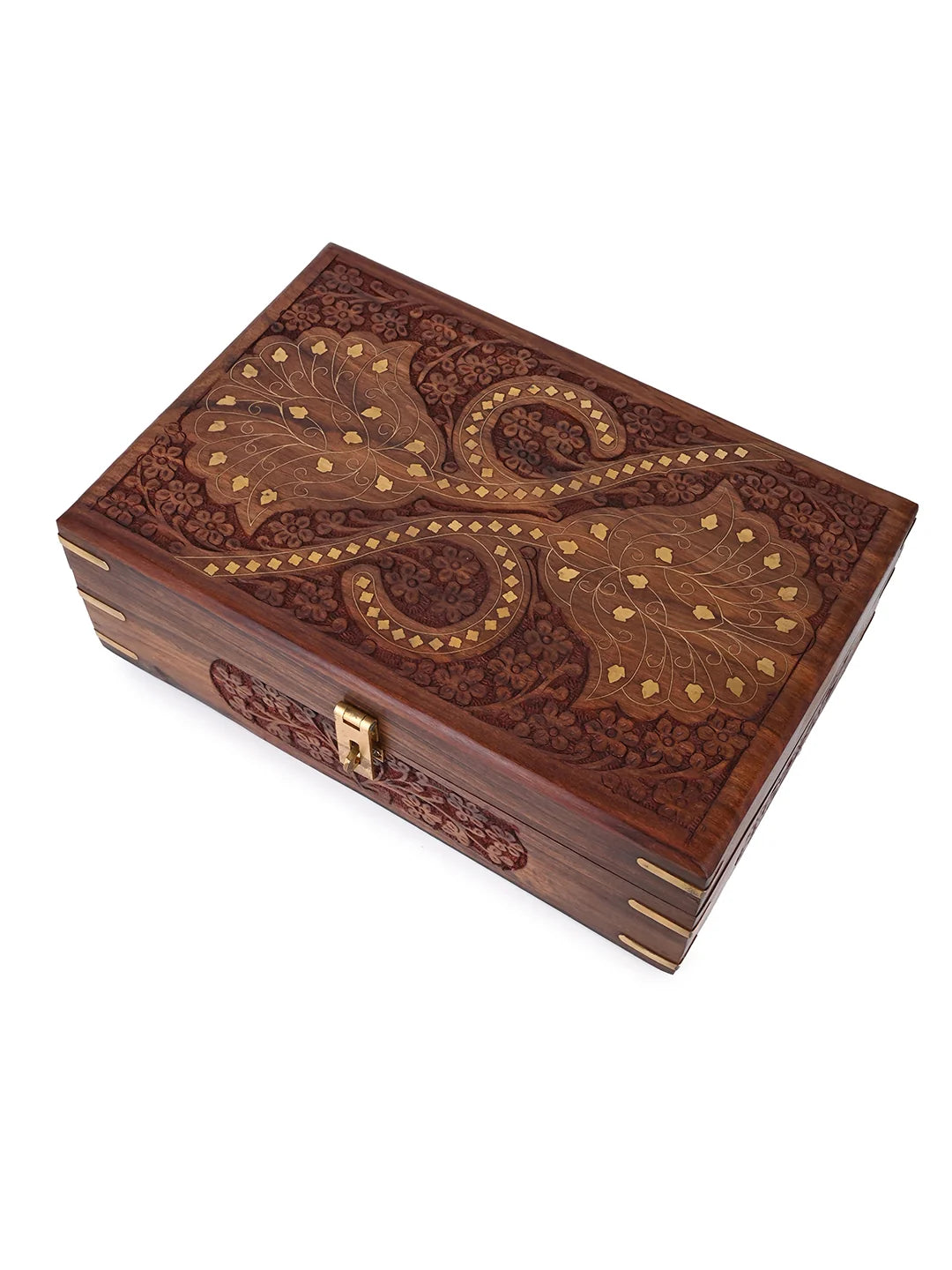 Sheesham wood crafted multi purpose jewellery | vanity box - 12x8 inches
