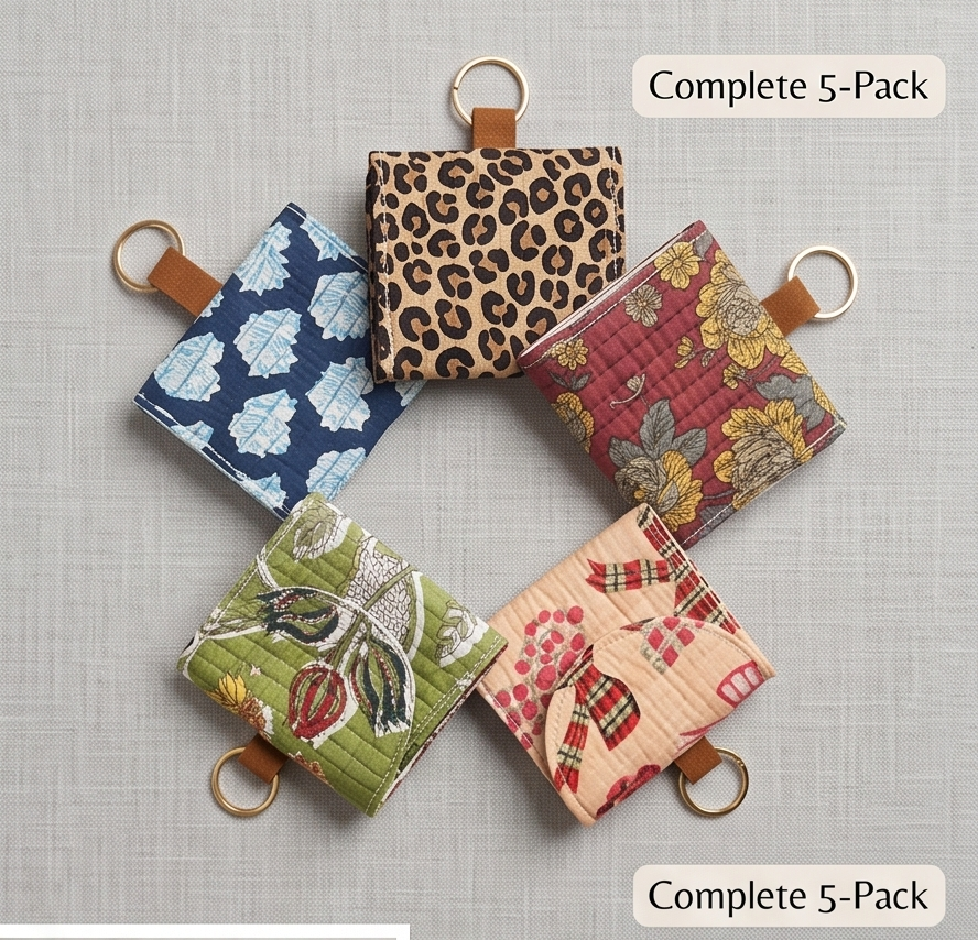 Handmade Cotton Key Chain Wallet – Small Coin Pouch