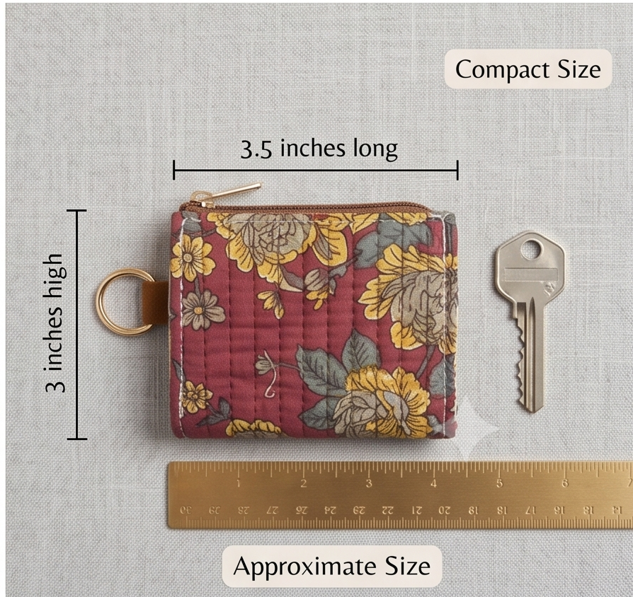 Handmade Cotton Key Chain Wallet – Small Coin Pouch