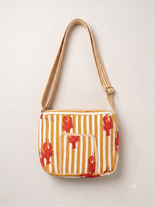 Handmade. Quilted Cotton Sling Bag | 9 x 9 Inch Crossbody Bag