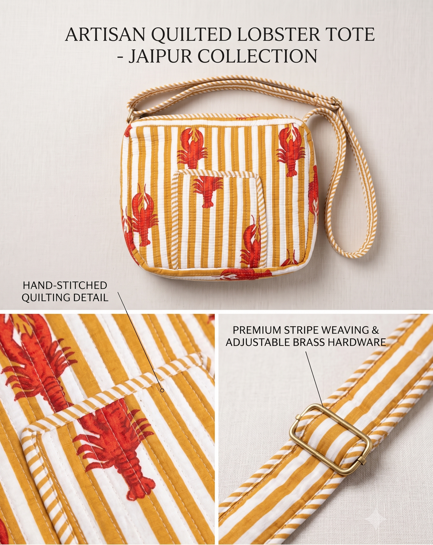 Handmade. Quilted Cotton Sling Bag | 9 x 9 Inch Crossbody Bag