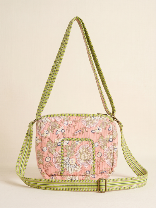 Handmade. Quilted Cotton Sling Bag | 9 x 9 Inch Crossbody Bag