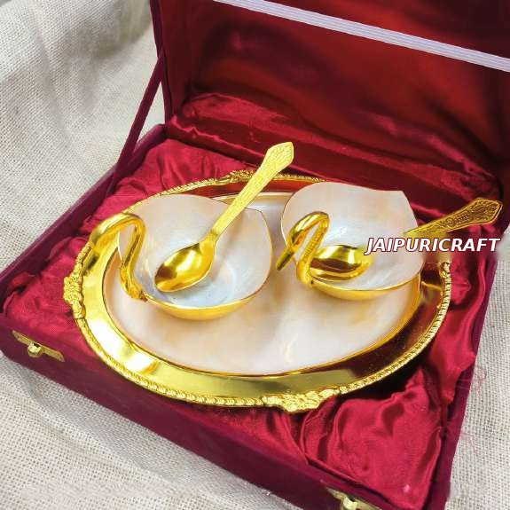 Brass Dinner Set - Swan Design