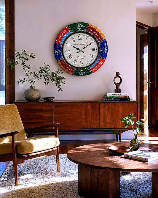 Hand-Painted Mandala Wall Clock