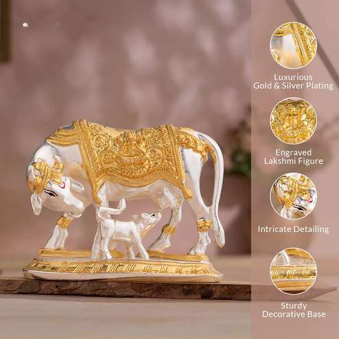 24K Gold and Silver Plated Kamdhenu Cows