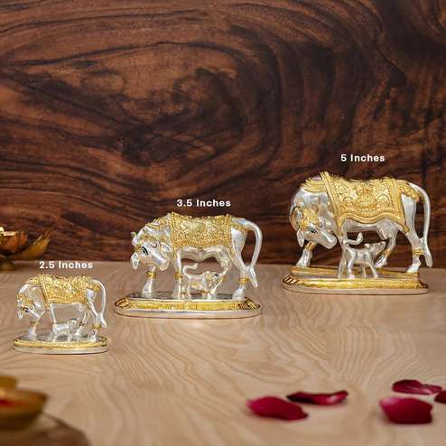 24K Gold and Silver Plated Kamdhenu Cows