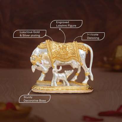 24K Gold and Silver Plated Kamdhenu Cows