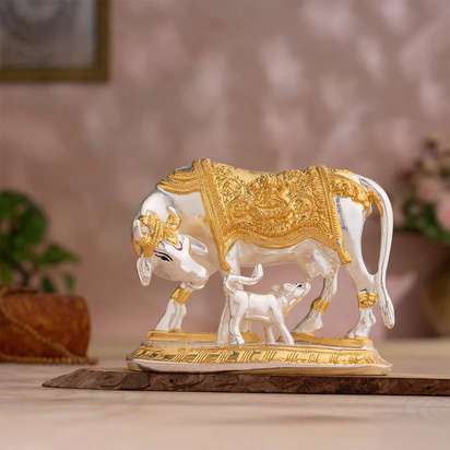 24K Gold and Silver Plated Kamdhenu Cows