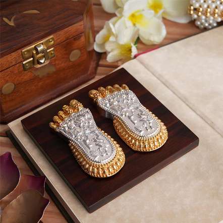 Krishan Charan / Feet - Silver & Gold Plated Plaque