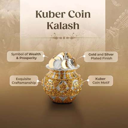 Kuber Coin Kalash - Silver Plated (5 inch)