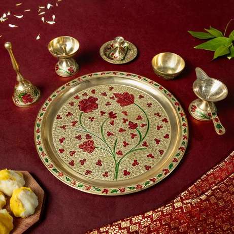 Kuber Coin Kalash - Gold & Silver Plated Thali