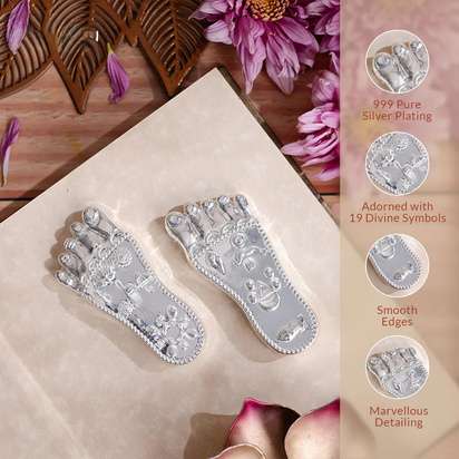 Laxmi Charan / Feet - Silver & Gold Plated Plaque