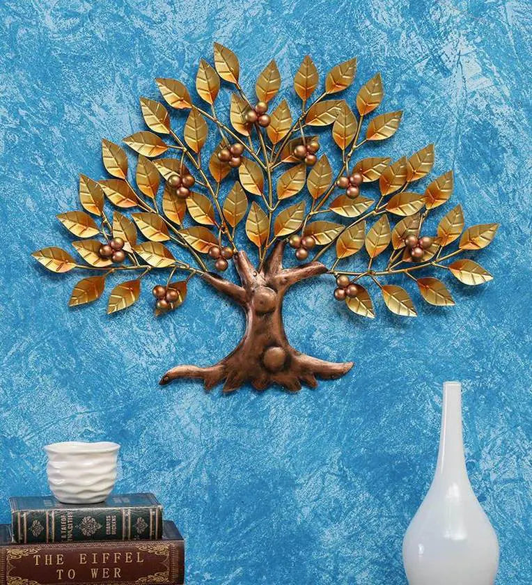 Decortia Iron Decorative Tree Wall Art In Gold | Wall Decor