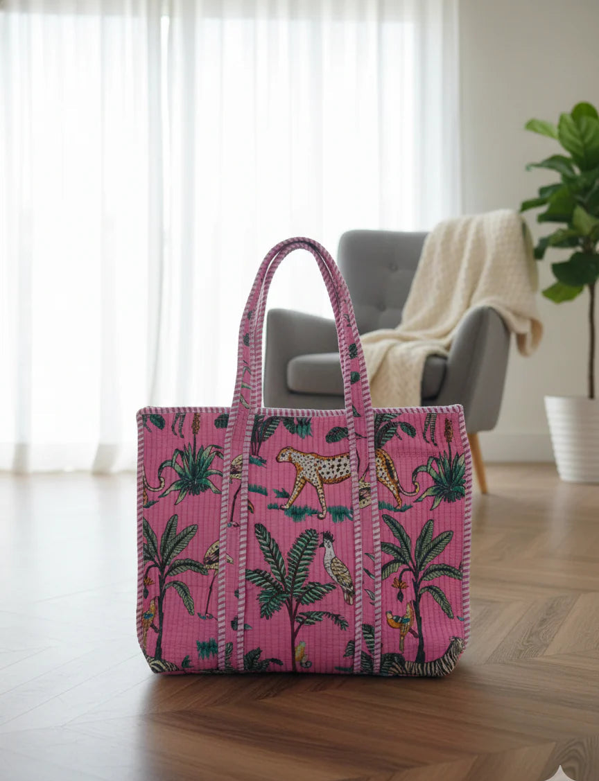 Artisanal 100% Cotton Quilted Tote Bag