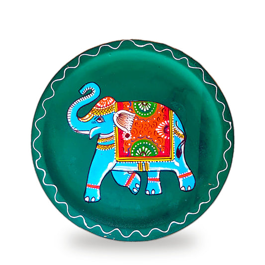 Round Wall Plate – Hand-Painted Elephant (12 Inch)