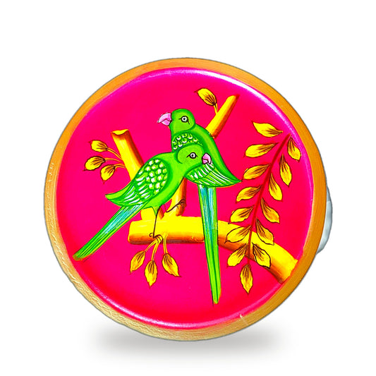 Round Wall Plate – Hand-Painted Parrots (12 Inch)