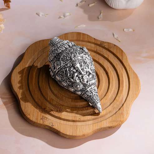 Shankh Ganesh - Engraved Conch Shell