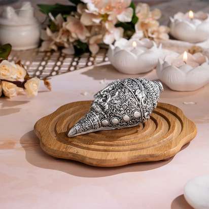 Shankh Ganesh - Engraved Conch Shell
