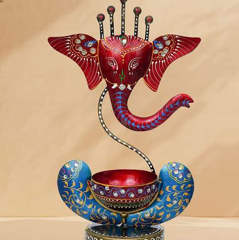 Boat Ganesh Tealight Holder (9 inch)