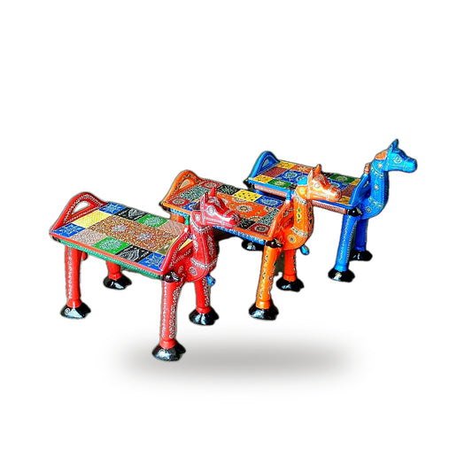 Wooden Hand-Painted Horse Figurines – Assorted Colours