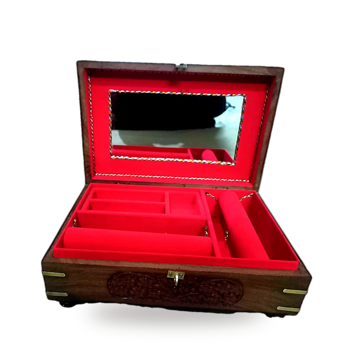 Wooden Jewellery Box with Velvet Interior