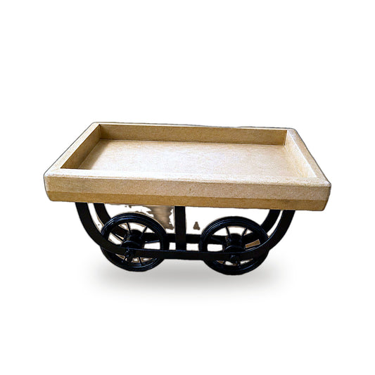 Wooden Serving Tray Trolley on Wheels